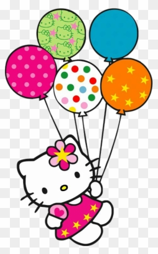 Hello Kitty Holding Balloons Clipart