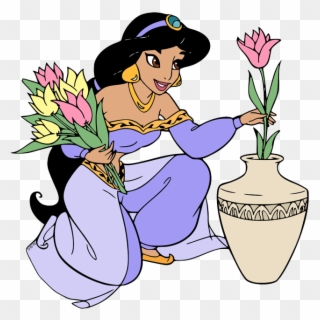 Jasmine Arranging Flowers - Princess Jasmine Coloring Pages Clipart