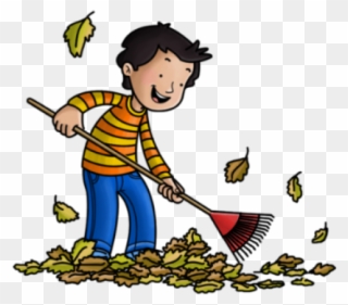 Janitor Clipart Sweeping Leave - Raking Leaves Cartoon - Png Download ...