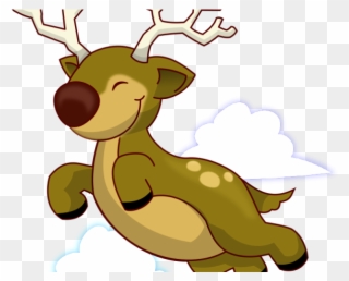 Reindeer Clipart Flying - Flying Reindeer Clipart - Png Download
