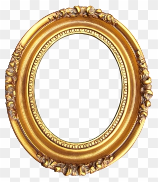 A Vintage Gold Washed Wood, Gesso Oval Frame With Roses, - Portrait Frame Png Oval Clipart