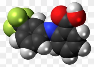 Flufenamic Acid Molecule Spacefill - Graphic Design Clipart