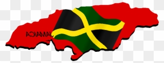 Clipart Of Jamaica, Jamaican Map And Abaniko - Flag - Png Download
