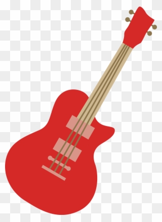 Bass Material Guitar Instrument Vector Musical Clipart - Acoustic Guitar Cartoon Red - Png Download