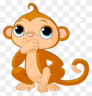 Drawing Free Content Clip Art Thinking Little - Cute Cartoon Monkey Png Transparent Png