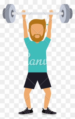 Male Practising Weight Lifting - Biceps Curl Clipart