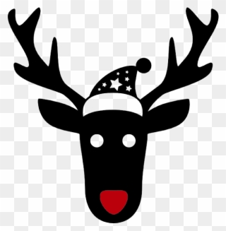 Rodeo Reindeer - Santa Claus Vector Black Png Clipart