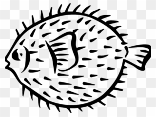 Pufferfish Clipart Black And White - Draw Porcupine Fish - Png Download
