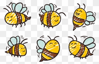 File - Cute Drawn Bee Clipart