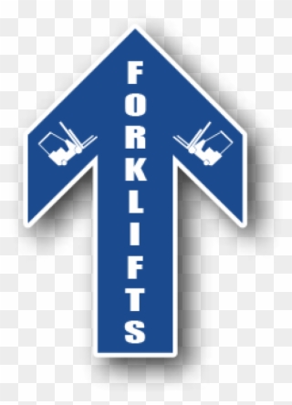 Blue Floor Directional Arrow For Forklifts, With Symbol - Sign Clipart