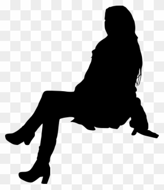 Fat Clipart Slim Person - People Sitting Silhouette Png Transparent Png