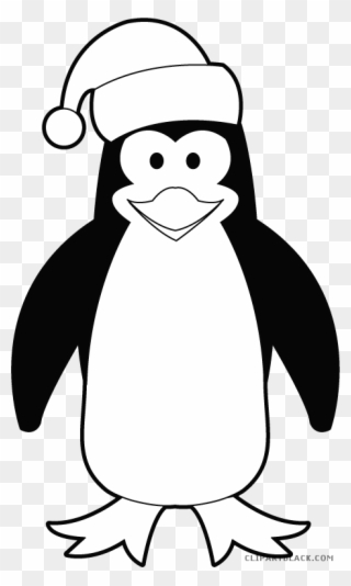 Cute Penguin Animal Free Black White Clipart Images - Christmas Penguin Black And White - Png Download