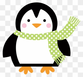 Penguin Illustration, Christmas Clipart, Christmas - Penguin In A Scarf - Png Download