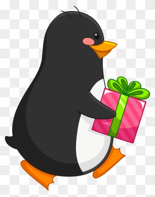 Christmas Penguin Clipart 14 Clip Art Car - Penguins With Gifts Clip Art - Png Download