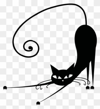 Stylized Cat [e] Wall Sticker - Black And White Cats Drawings Clipart