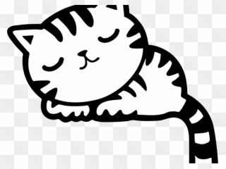 Kitten Clipart Sleeping - Sleeping Cat Clipart Black And White - Png Download