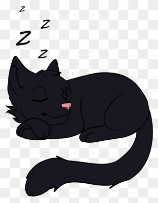 Sleeping Cat Png - Cartoon Black Cat Sleeping Clipart