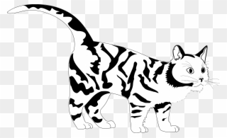 Tiger Cat Black White Line Art Coloring Sheet Colouring - Graphic Black And White Cat Clipart
