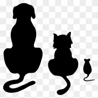 Vector Cats Open Mouth - Dog Cat And Mouse Silhouette Clipart