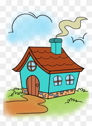 Chimney Drawing Old Home - Cute House Cartoon Drawing Clipart