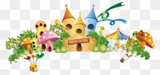 Dream World Cartoon Amusement Park - Nursery Report Card Design Clipart