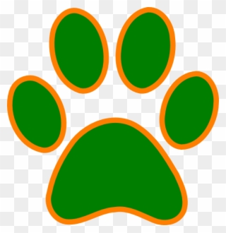 Orange And Green Paw Print Clipart