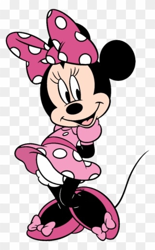 Minnie Waving Standing With Arms Behind Back In Pink - Minnie Mouse Colour In Cardboard Cutout Clipart