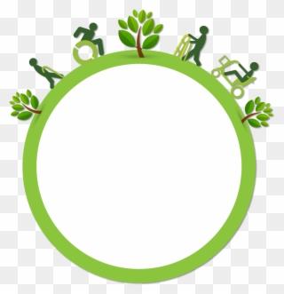 Green Circle With Icon People With Disabilities Walking - Circle Clipart
