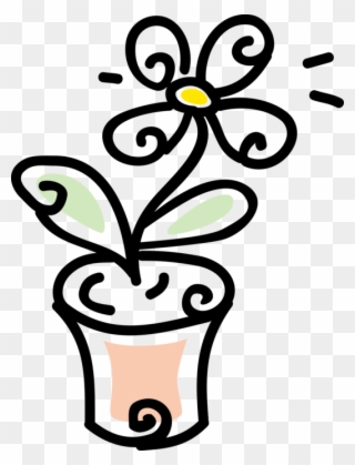 Vector Illustration Of Potted Houseplant Flower In Clipart