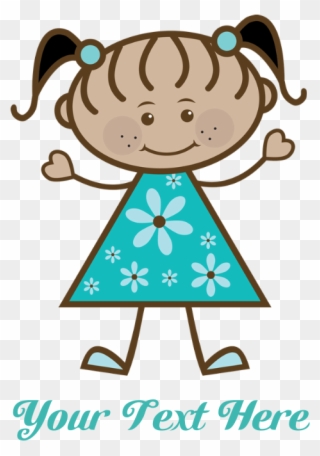 Teal Stick Figure Ethnic Girl Mini Poster Print - Auntie Day Clipart