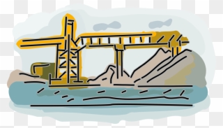 Vector Illustration Of Suspension Bridge Crosses Open Clipart