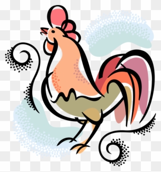 Vector Illustration Of Male Chicken Rooster Or Cockerel - 雞 年 圖案 Clipart