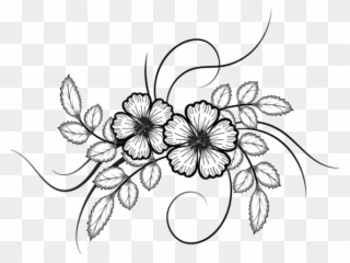Rose Clipart Doodle - White Flower Drawing Png Transparent Png