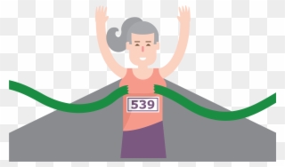 “70-74 Female, First Place In The 5k Goes To Carrie - Illustration Clipart