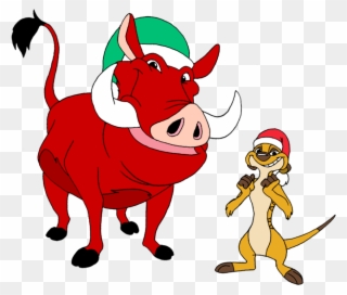 Timon And Pumbaa Celebrating Christmas - Merry Christmas Timon And Pumbaa Clipart