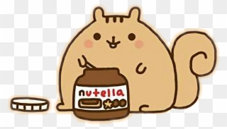 Cute Sticker - Pusheen Eating Nutella Clipart