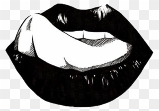 #lips #blackandwhite #aesthetic #tongue #cute #sexy - Outlines Lips Clipart