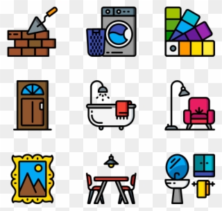 Interior Design - House Cleaning Icons Clipart