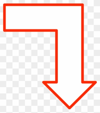 L Shape Arrow Pointing Down - Right Down Arrow Shape Clipart