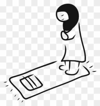Muslim Praying Cartoon Black And White Clipart