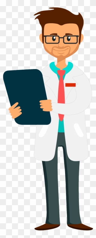 Clipart Doctor Holding Clipboard Fixed Arm And Whiter - Imagenes De Doctores Caricatura - Png Download