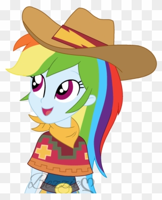 Graphic Cowboy Hat Clipart - Equestria Girls Cowgirl Rainbow Dash - Png Download