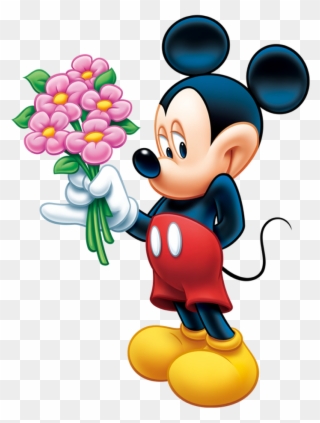 Mickey Mouse With Flowers Clipart