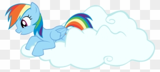 Clouds, My Little Pony, Ponies, Rainbow Dash, My Little - Mlp Rainbow Dash On A Cloud Clipart