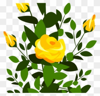 Yellow Rose Clipart Cute - Rose Bush Clipart - Png Download