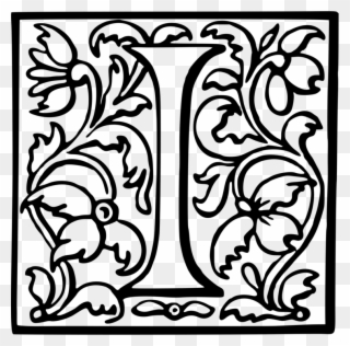 Typography Computer Icons Monochrome Initial Engraving - Floral Design Clipart