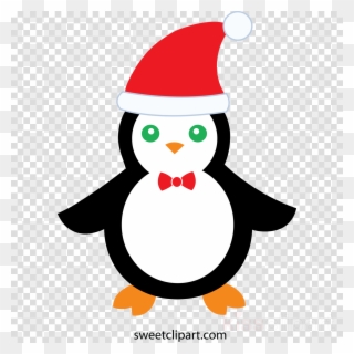 Christmas Penguin Cute Clipart Santa Claus Penguin - Clip Art - Png Download