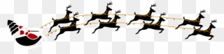 Free Santa With Eight Reindeer - Reindeer And Santa Png Clipart