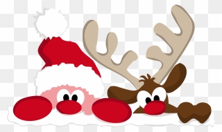 Currant,santa Claus,moose, - Cute Santa And Reindeer Clipart - Png Download