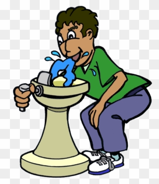 Drawing Of Boy Bending Over To Drink From A Water Fountain - Drinking Fountain Water Clipart - Png Download
